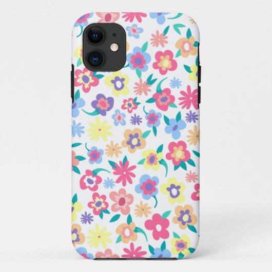 かわいいカラフル春の花パターン Case-Mate iPhoneケース (裏面)
