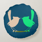 かわいいカラフル春の鳥のパーティー ラウンドクッション (裏面)