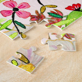 かわいいカラフル春フローラの花 ジグソーパズル (側面)