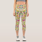 かわいいカラフル春フローラ花カーマグネット カプリレギンス (正面)