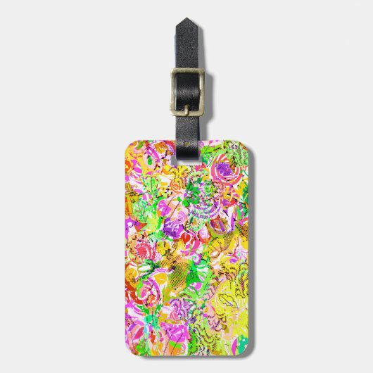 かわいいカラフル春抽象芸術フローラ ラゲッジタグ (正面縦)