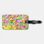 かわいいカラフル春抽象芸術フローラ ラゲッジタグ (裏面横)