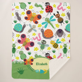 かわいいカラフル春虫が子どもたちをパターン シェルパブランケット