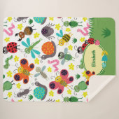 かわいいカラフル春虫が子どもたちをパターン シェルパブランケット (正面(横))