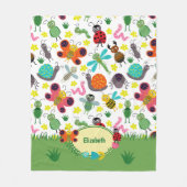 かわいいカラフル春虫が子どもたちをパターン フリースブランケット (正面)