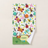 かわいいカラフル春虫パターン子供バスルーム バスタオルセット (ハンドタオル)