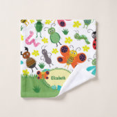 かわいいカラフル春虫パターン子供バスルーム バスタオルセット (ウォッシュタオル)