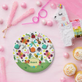 かわいいカラフル春虫パターン子供パーティー ペーパープレート (パーティー)