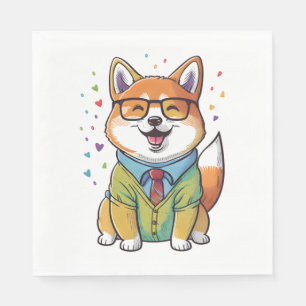 かわいいカラフル柴犬ヒップスター1 スタンダードランチョンナプキン