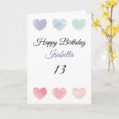 かわいいカラフル水彩ハートセット13誕生日 カード (黄色い花)