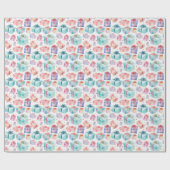 かわいいカラフル水彩フェスティバルギフトボックス ラッピングペーパー (フラット)