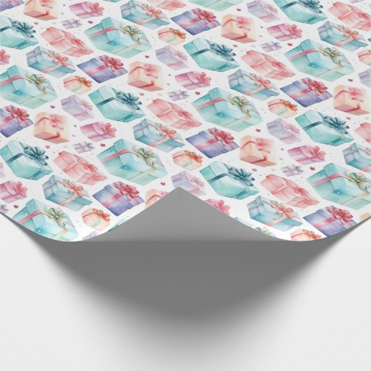 かわいいカラフル水彩フェスティバルギフトボックス ラッピングペーパー (角)