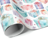 かわいいカラフル水彩フェスティバルギフトボックス ラッピングペーパー (ロールコーナー)