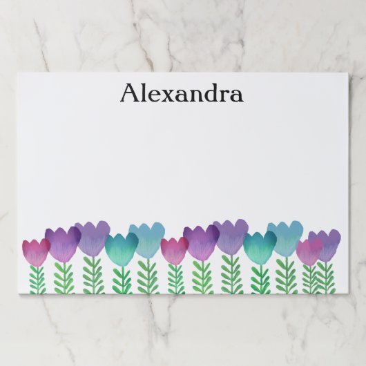 かわいいカラフル水彩フローラカスタム ペーパーパッド (正面)