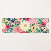 かわいいカラフル水彩フローラピンクデザイン ヨガマット (裏面(横))