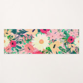 かわいいカラフル水彩フローラピンクデザイン ヨガマット (正面(横))