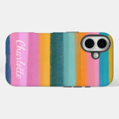 かわいいカラフル水彩ブラシストロークストライプ名 Case-Mate iPhoneケース (裏面 (横))