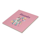 かわいいカラフル水彩一角獣 タイル (側面)