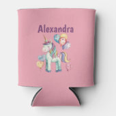 かわいいカラフル水彩一角獣 缶クーラー (正面)