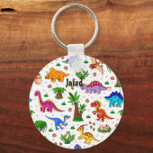 かわいいカラフル水彩子供たちの誕生日恐竜 キーホルダー (正面)
