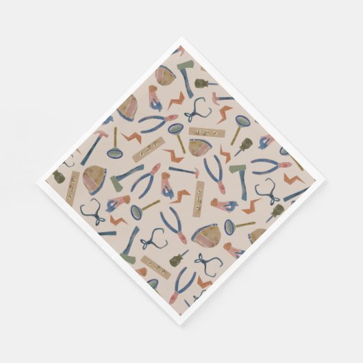 かわいいカラフル水彩建築ツール スタンダードランチョンナプキン (角)