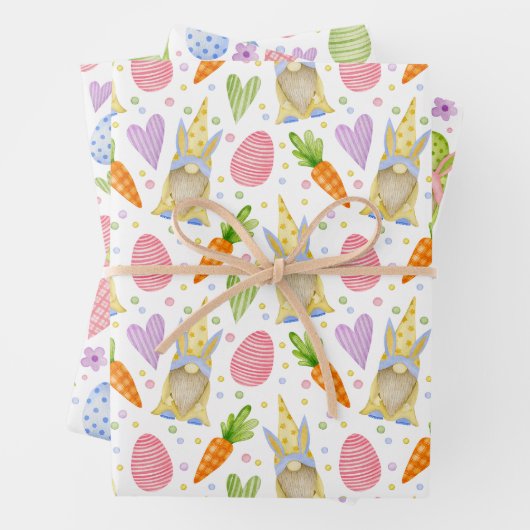 かわいいカラフル水彩復活祭エッグ&格言 ラッピングペーパーシート (インサイチュ)