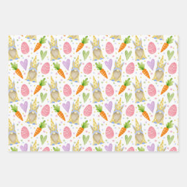 かわいいカラフル水彩復活祭エッグ&格言 ラッピングペーパーシート