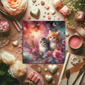 かわいいカラフル水彩猫たち花バレンタイン シーズンカード