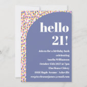 かわいいカラフル水彩画ドット21st誕生日パーティー 招待状 (正面)