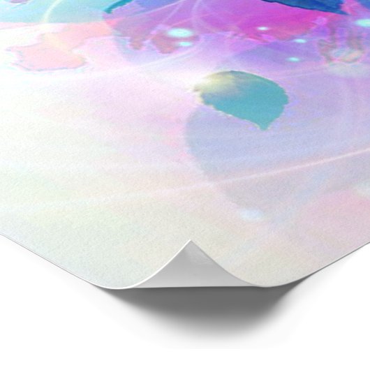 かわいいカラフル水彩色（ばちゃばちゃ）跳ねるゾウ ポスター (角)