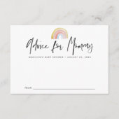 かわいいカラフル水彩虹の赤ちゃんシャワー アドバイスカード (正面)