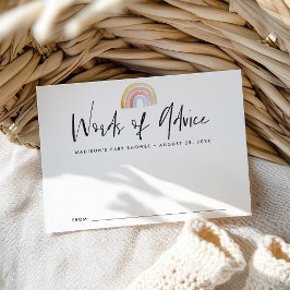 かわいいカラフル水彩虹の赤ちゃんシャワー アドバイスカード