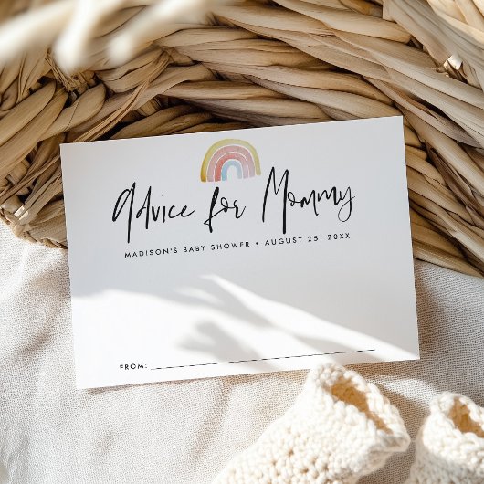 かわいいカラフル水彩虹の赤ちゃんシャワー アドバイスカード