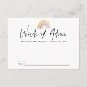 かわいいカラフル水彩虹の赤ちゃんシャワー アドバイスカード (正面)