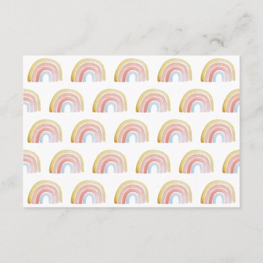 かわいいカラフル水彩虹の赤ちゃんシャワー アドバイスカード (裏面)