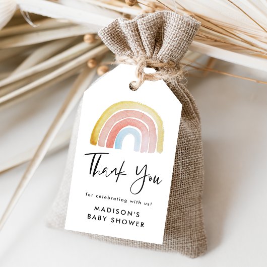 かわいいカラフル水彩虹の赤ちゃんシャワー ギフトタグ