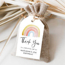 かわいいカラフル水彩虹誕生日 ギフトタグ
