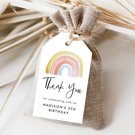 かわいいカラフル水彩虹誕生日 ギフトタグ