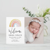 かわいいカラフル水彩虹誕生 案内状 (スタンド正面)