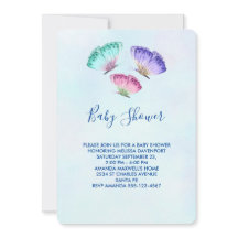 かわいいカラフル水彩蝶の赤ちゃんシャワー