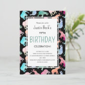 かわいいカラフル水彩象テンプレート 招待状 (スタンド正面)