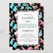 かわいいカラフル水彩象テンプレート 招待状 (正面/裏面)