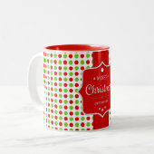 かわいいカラフル水玉模様クリスマス ツートーンマグカップ (正面左)