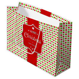 かわいいカラフル水玉模様クリスマス ラージペーパーバッグ