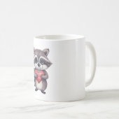 かわいいカラフル水色のハート入りアライグマ コーヒーマグカップ (正面右)