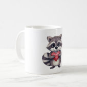 かわいいカラフル水色のハート入りアライグマ コーヒーマグカップ (正面左)