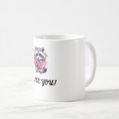 かわいいカラフル水色のハート入りアライグマ コーヒーマグカップ (正面右)