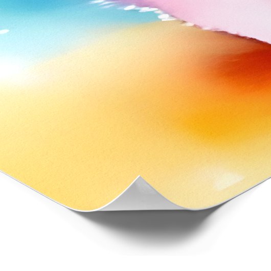 かわいいカラフル水色の子犬の子供たち ポスター (角)