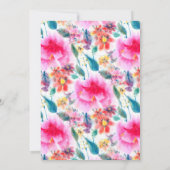 かわいいカラフル水色の花ブライダルシャワー 招待状 (裏面)