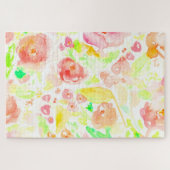 かわいいカラフル水色の花 ジグソーパズル (横)